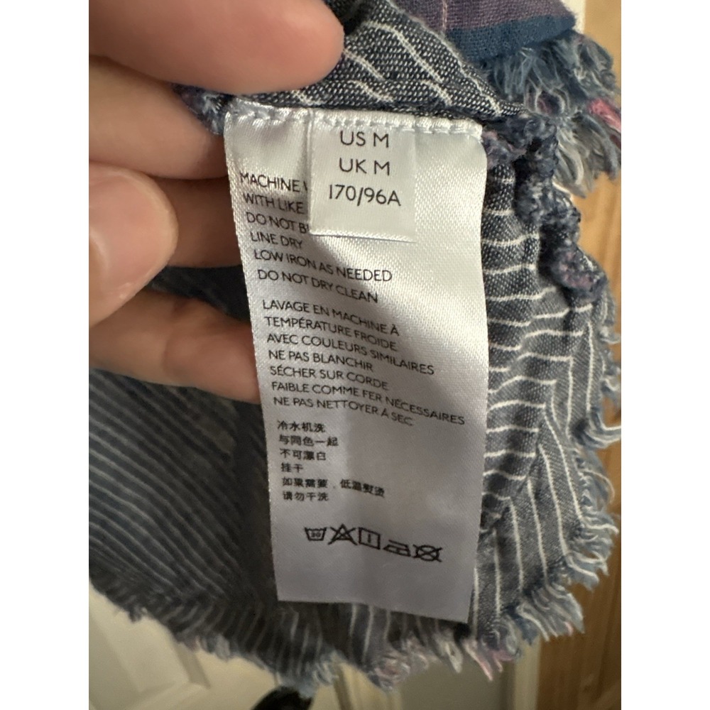 Free People Seeking Starlight Boho Swing Shirt Medium Raw Hem Peplum Button Down - Picture 6 of 9